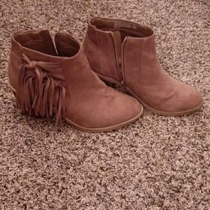 Ankle Fringe Heeled Booties